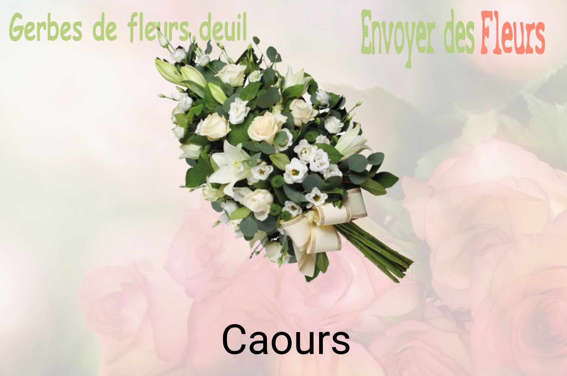 Gerbe de fleurs de deuil livrée à Caours